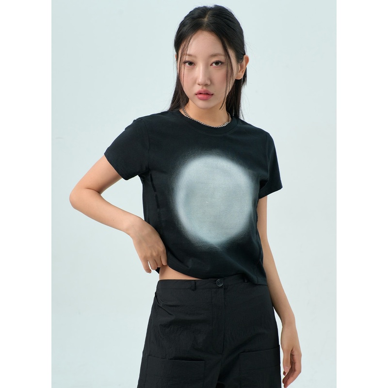 Cotton Cropped Tee CY330|Dark pink|Dark gray|Black|S/M
