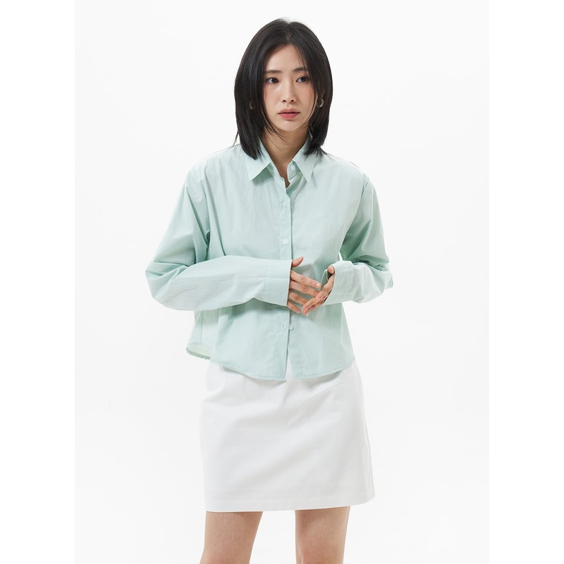 Cropped Color Shirt OA320|White|Light beige|Pink|Yellow|Mint|Light blue|Dark blue|Purple|S/M