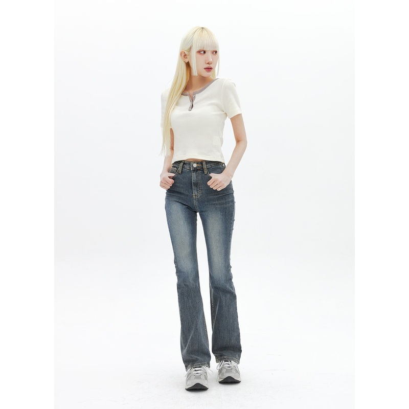 Dark Wash Bootcut Jeans BA320|Dark blue|XS|S|M|L|XL