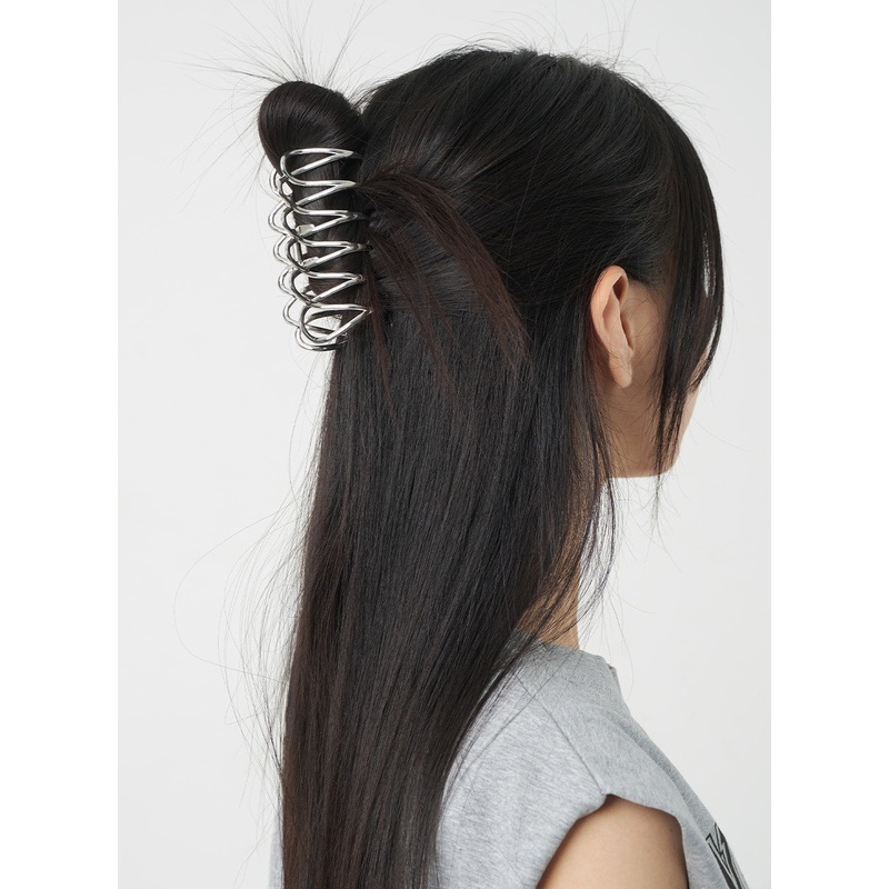 Hair Claw Clip BY311|Light gray|Dark yellow|One Size