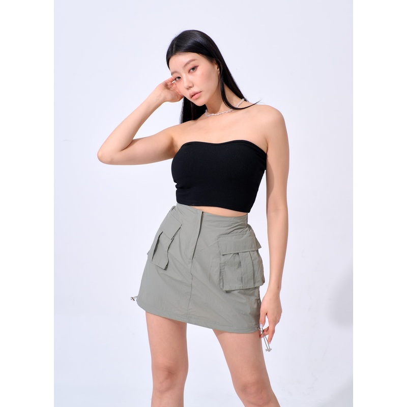 Heart Neck Tube Top IA327|White|Light blue|Gray|Black|S/M