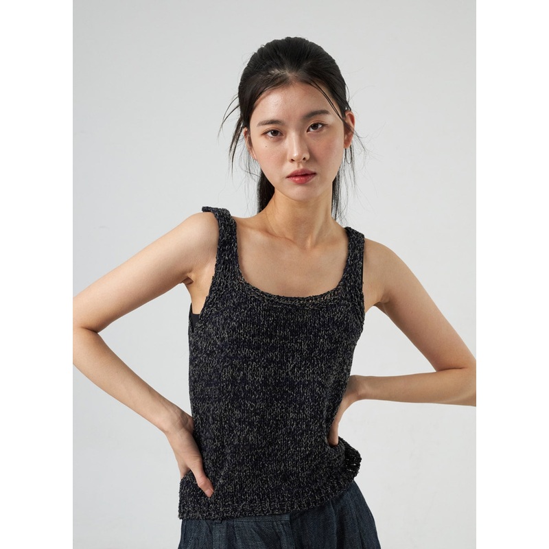 Knit Tank Top IY318|Beige|Yellow|Dark blue|Purple|Grey|S/M