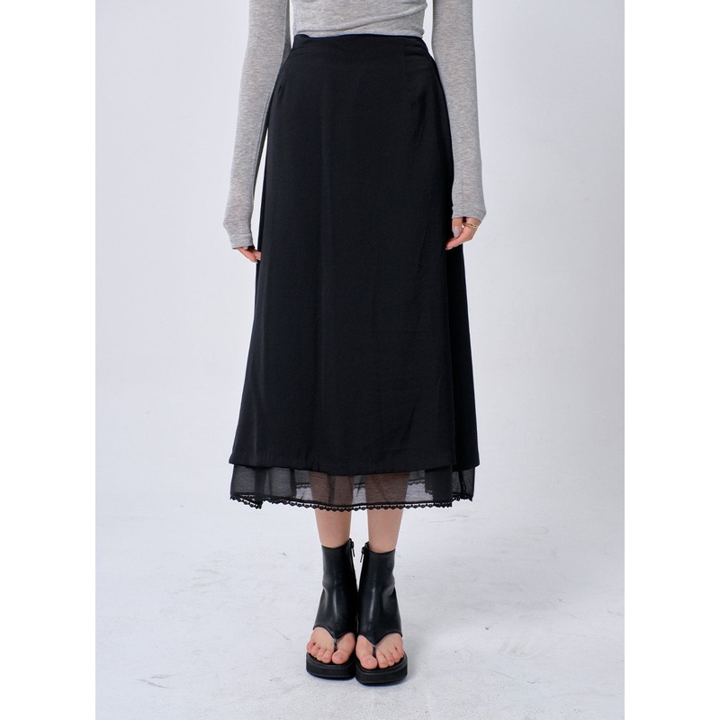 Lace Maxi Skirt BA321|Light beige|Black|S/M