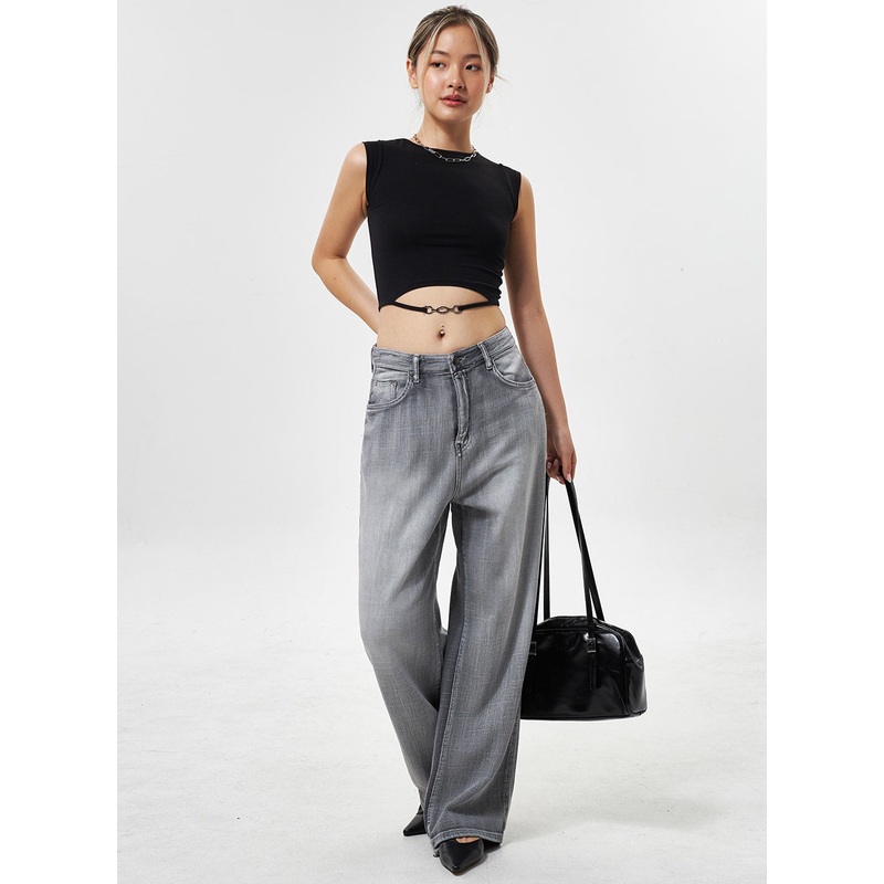 Mid-Rise Wide Leg Jeans CY330|Light blue|Gray|S|M|L