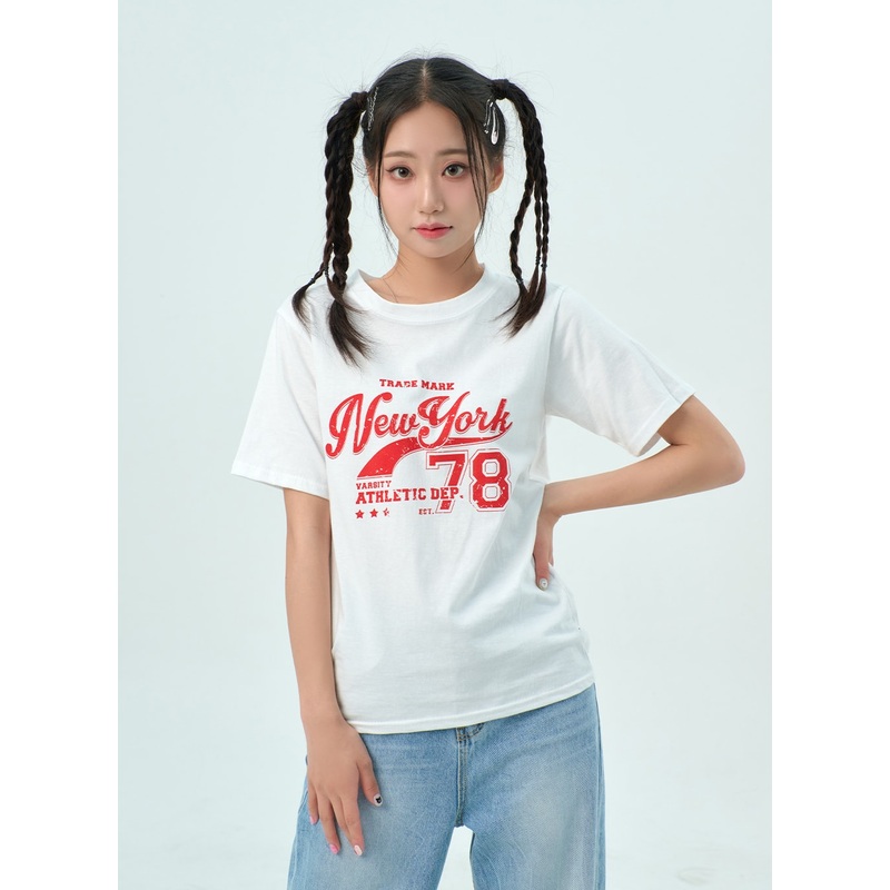 New York Graphic Tee BY322|White|Dark blue|Dark gray|S/M