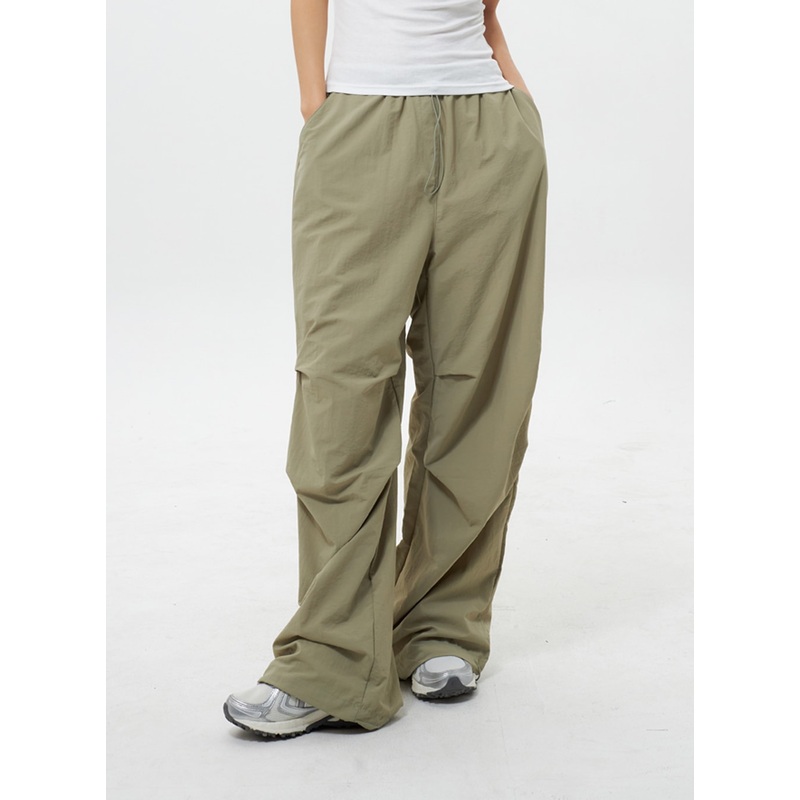 Nylon Wide Track Pants IY311|Dark green|Black|M/L