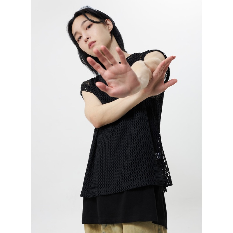 Open Stitch Vest Unisex CY322|White|Light beige|Dark blue|Black|M/L