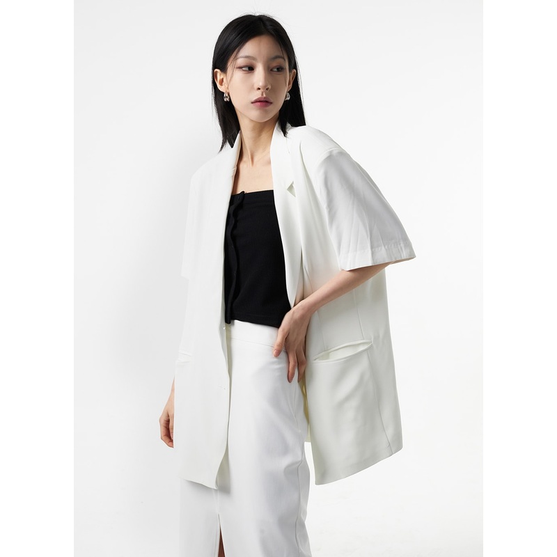 Oversized Blazer Jacket IA325|White|Dark gray|Black|M/L