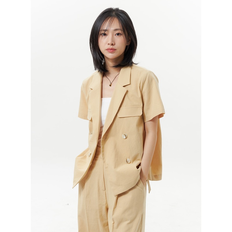 Short Sleeve Jacket OY323|Light beige|Yellow|Dark blue|S/M