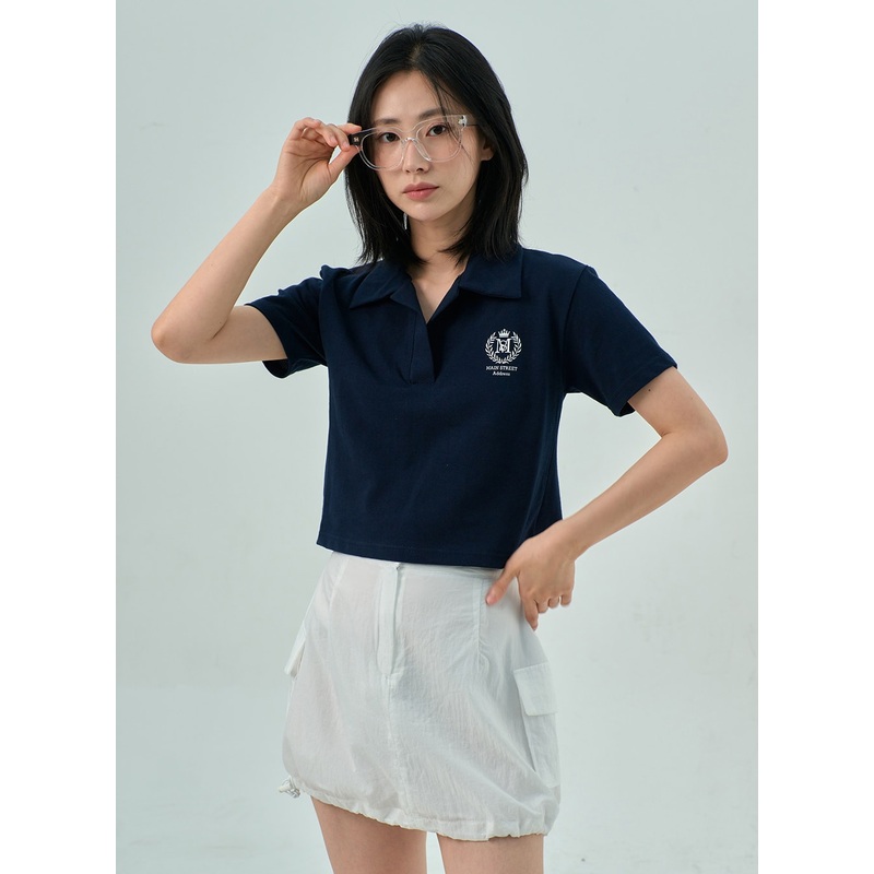 Short Sleeve Polo Top OY315|White|Green|Dark blue|Black|S/M