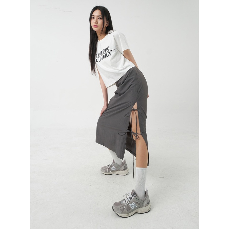 Side Slit Nylon Maxi Skirt BY312