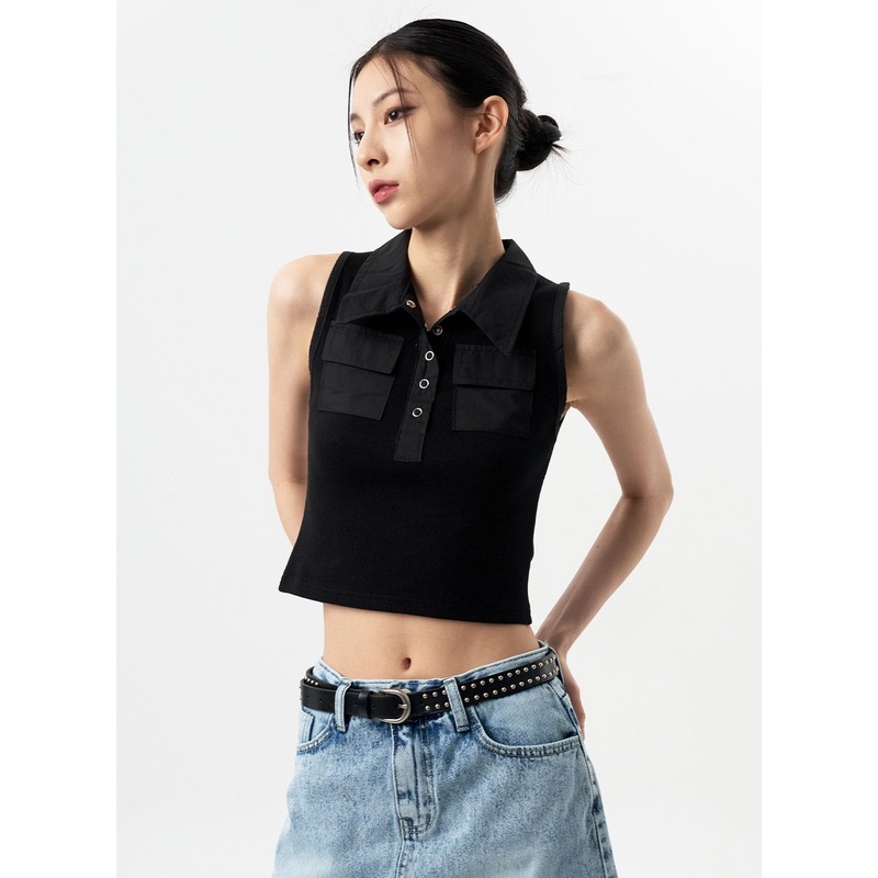 Sleeveless Top CY311|White|Black|S/M