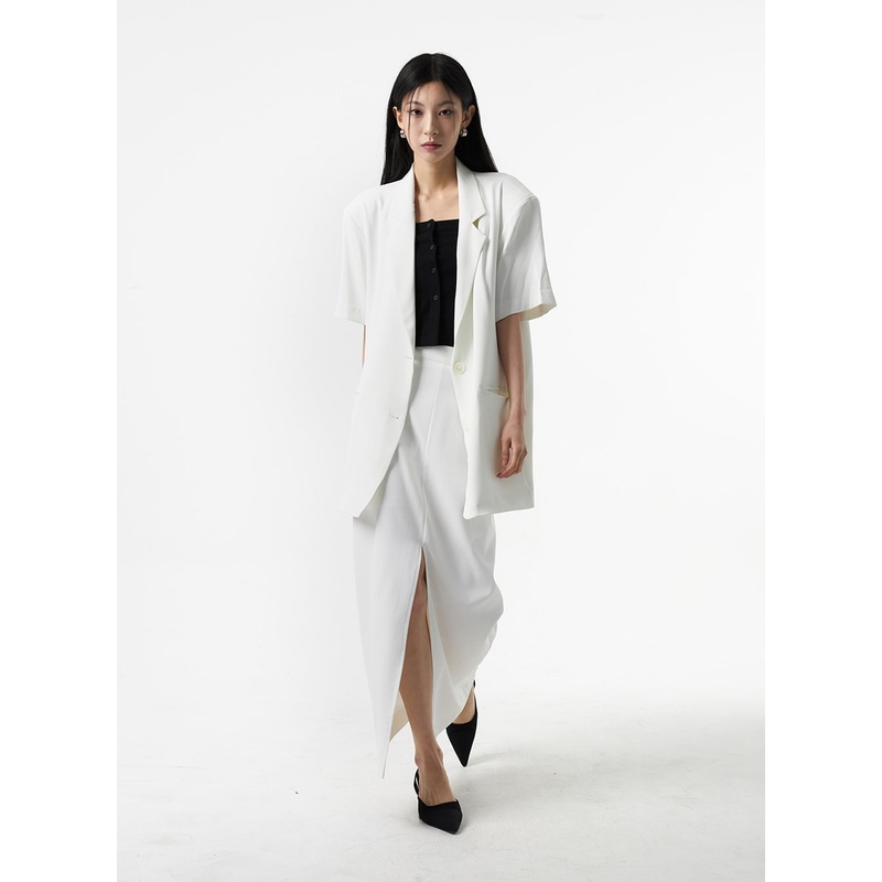 Slit Maxi Skirt IA325|White|Dark gray|Black|M/L