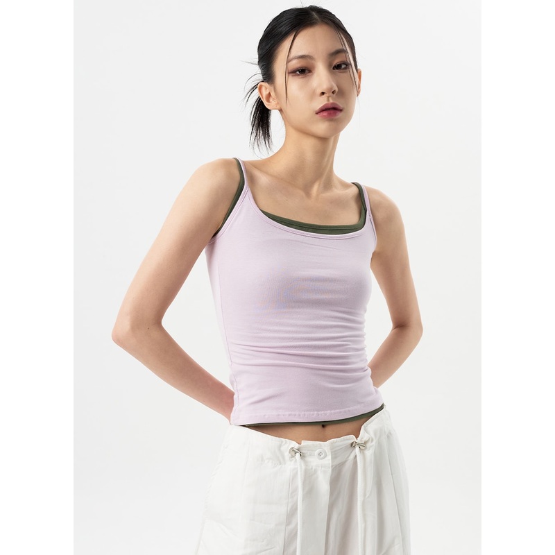 Square Neck Top CY311|White|Light pink|Dark green|Gray|Black|S/M
