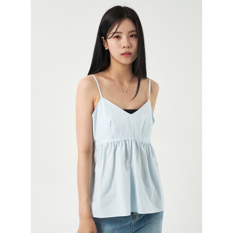 Thin Strap Frill Top OY302|White|Light blue|Black|S/M