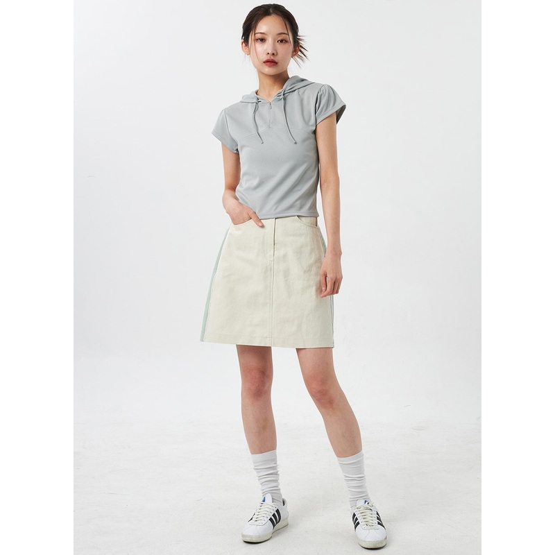 Two Color Mini Skirt CY303|Light beige|Light blue|S/M