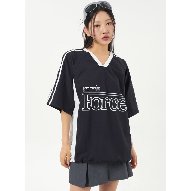 V-Neck Nylon Tee Unisex CA326|White|Dark blue|Black|M/L