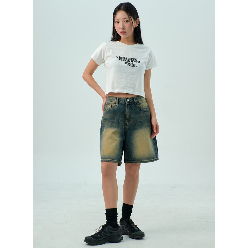 Wide Bermuda Denim Pants CY330