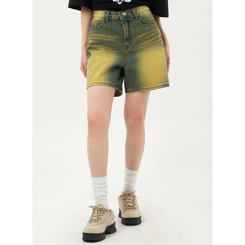 Yellow Wash Denim Shorts CA328