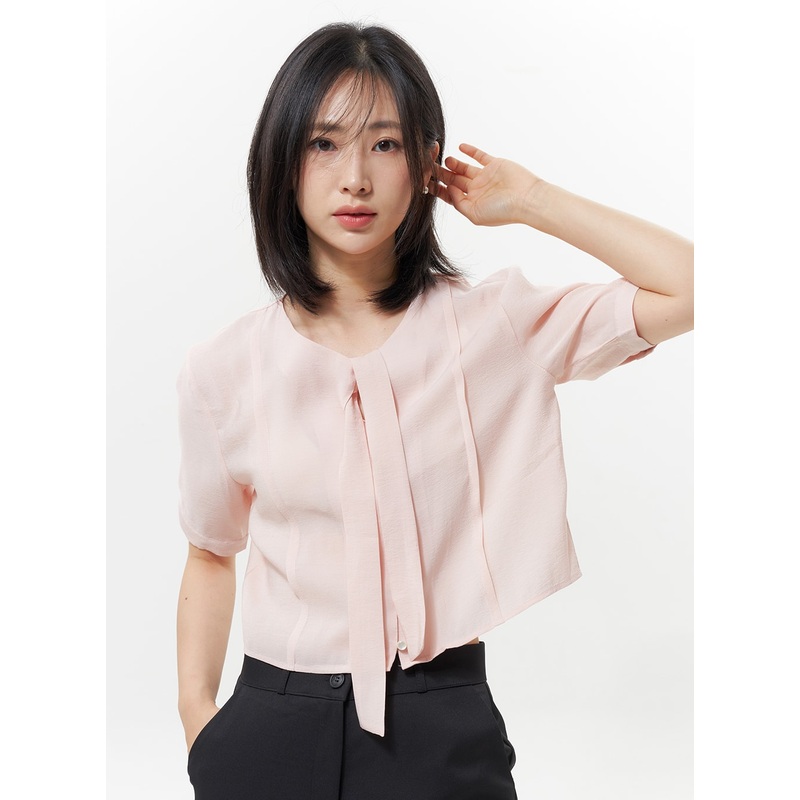 Bow Detail Blouse OY330|Light beige|Beige|Pink|S/M