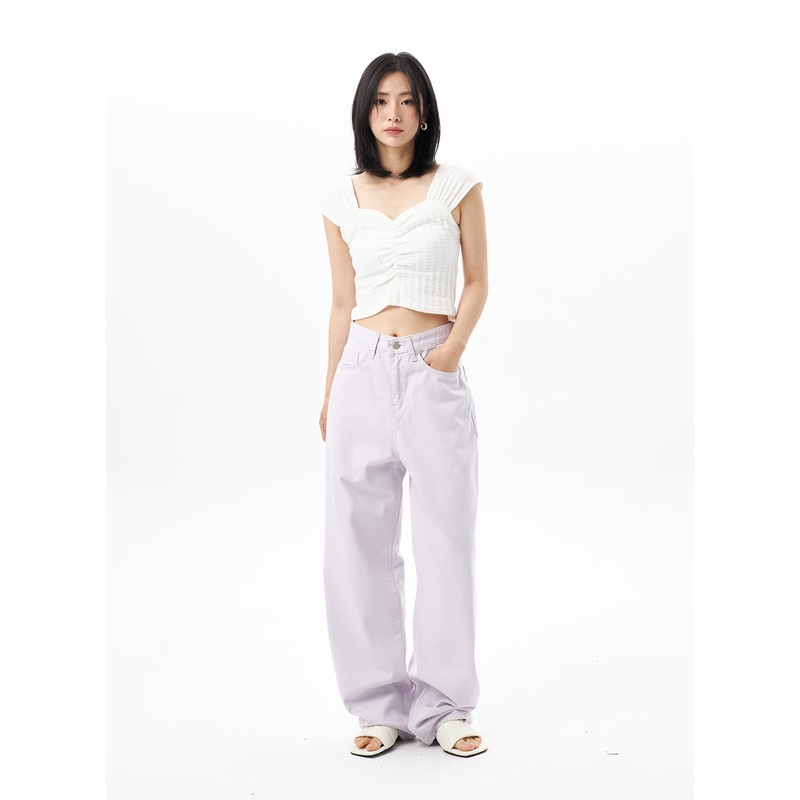 Color Wide Pants OU312|White|Beige|Light purple|Orange|Black|S|M|L