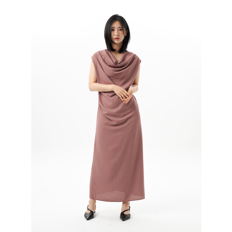 Cowl Neck Maxi Dress OU314|Dark pink|Black|S/M