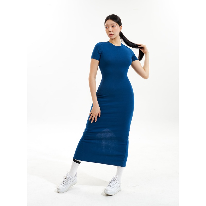 Crewneck Maxi Dress IU309|Pink|Blue|Gray|Black|S/M