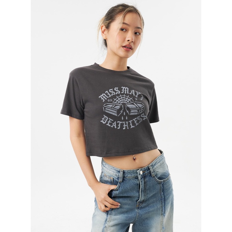 Cropped Crewneck Tee CU302|White|Dark gray|Black|S/M