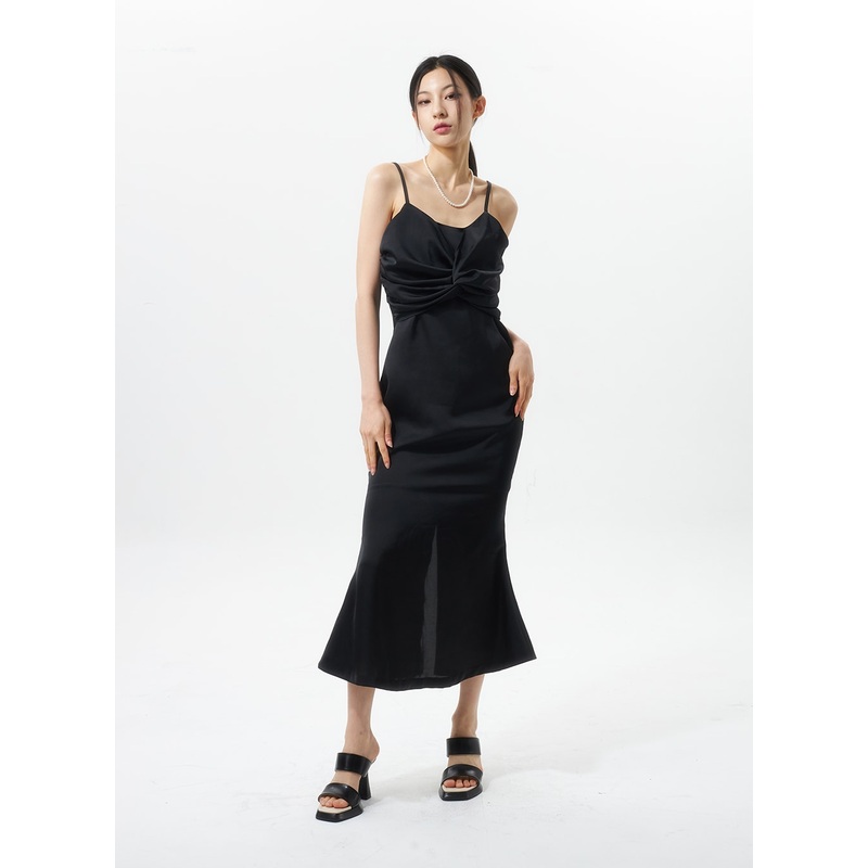 Cross Bust Satin Maxi Dress IU326