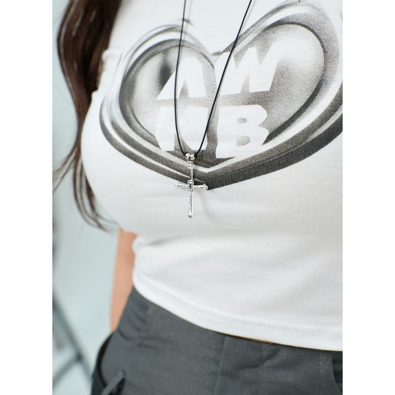 Cross Pendant Necklace BU308|Black|One Size