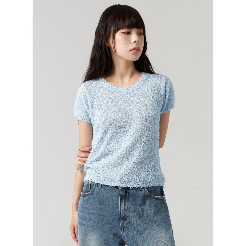 Cut Out Back Sweater CL313|Light beige|Light blue|S/M
