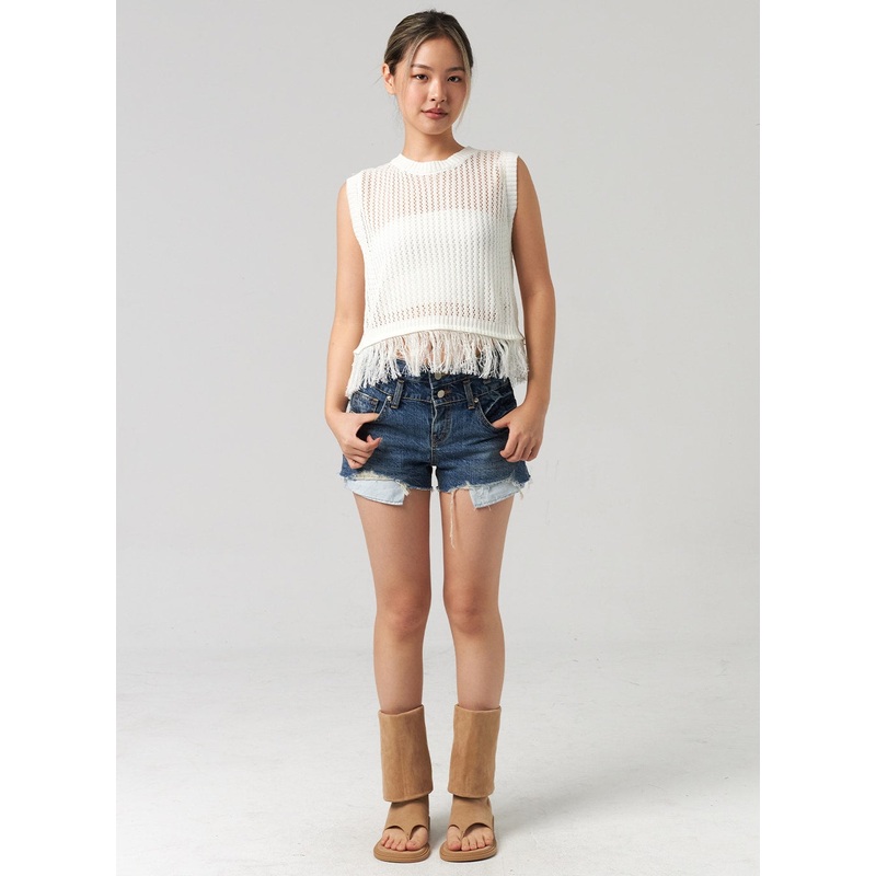 Dark Ripped Denim Shorts CL305