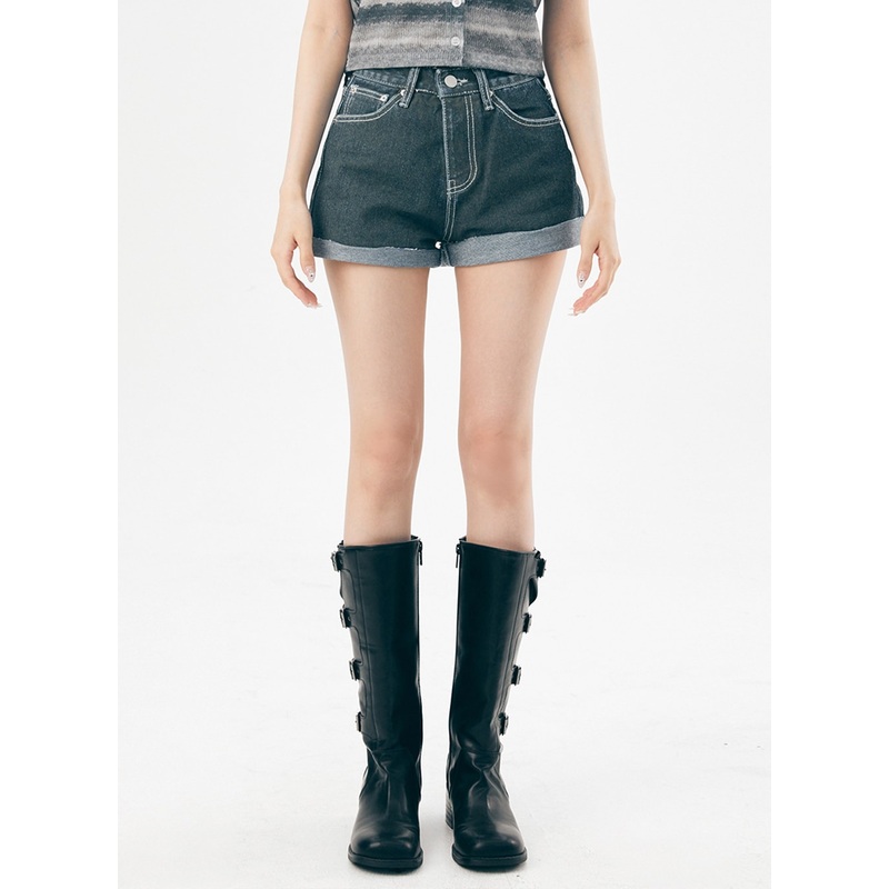 Dark Wash Denim Shorts IL307|Dark blue|Purple|S|M|L