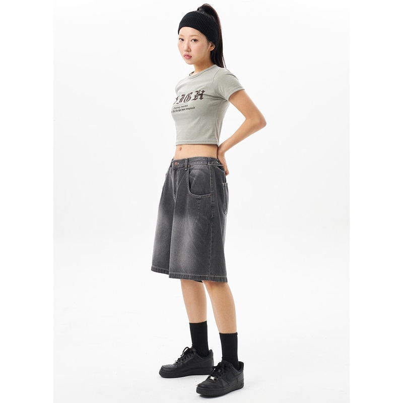 Denim Wide Bermuda Pants CU316