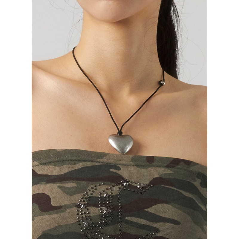 Heart Pendant Necklace CU319|Light gray|One Size