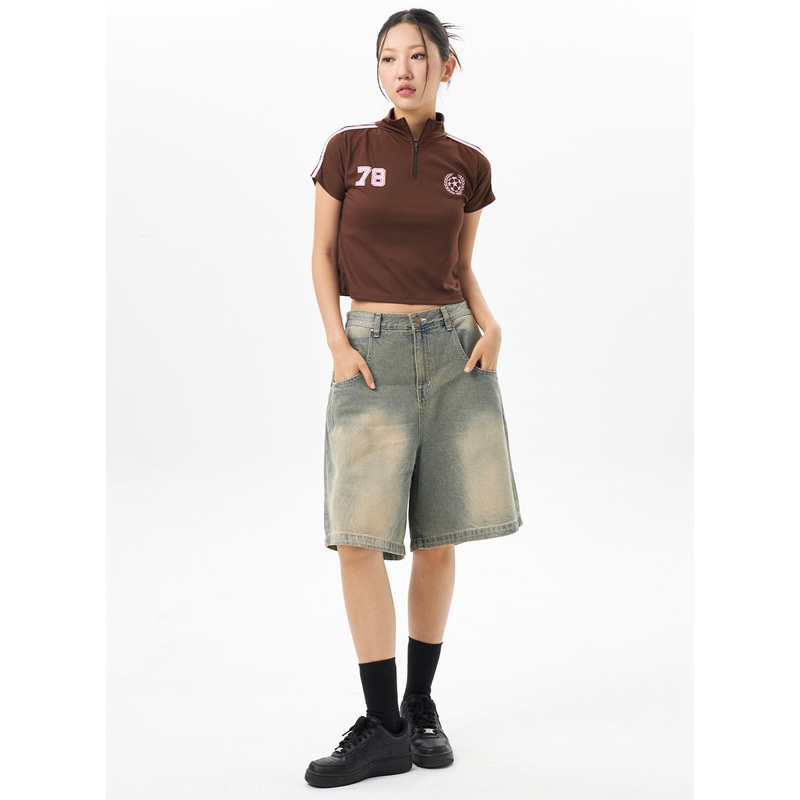 Low Rise Denim Bermuda Pants CU316