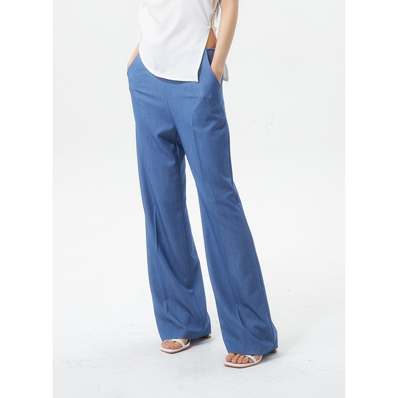 Low Rise Tailored Pants IU326|Light blue|Blue|Dark blue|S|M|L