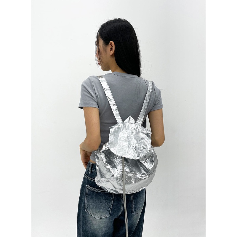 Metallic Color Backpack CL303|Light gray|Black|One Size