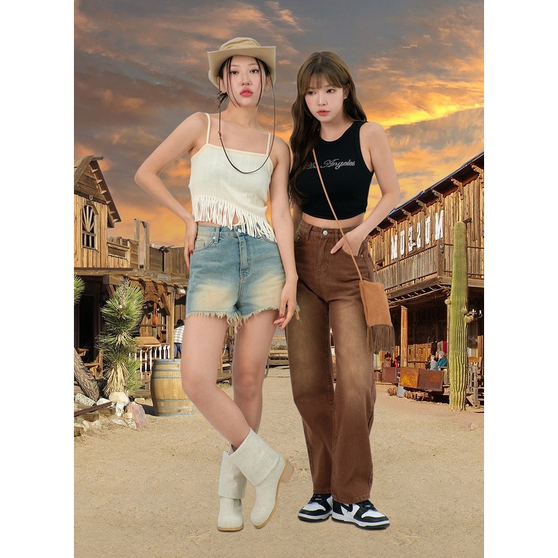 Mid-Rise Denim Shorts BU308|Blue|Black|S|M|L