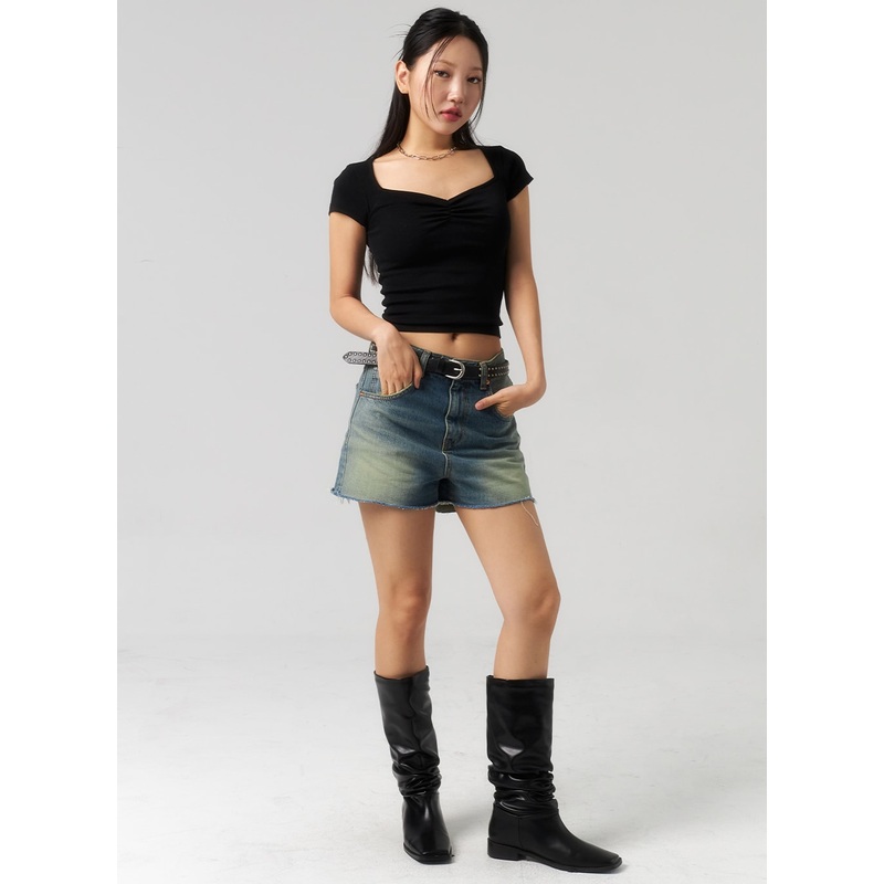 Mid-Wash Denim Shorts CU327|Blue|S|M|L