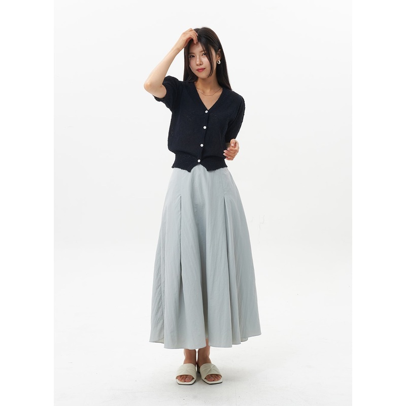 Nylon Pleated Maxi Skirt OU326
