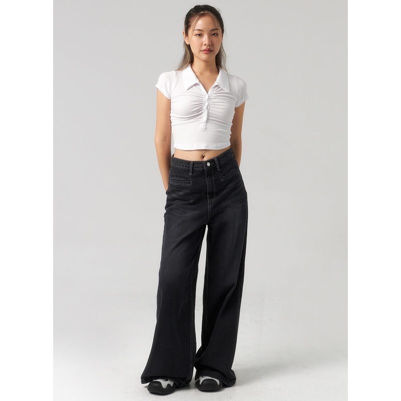 Oversized Leg Jeans CL303|Blue|Black|S|M|L