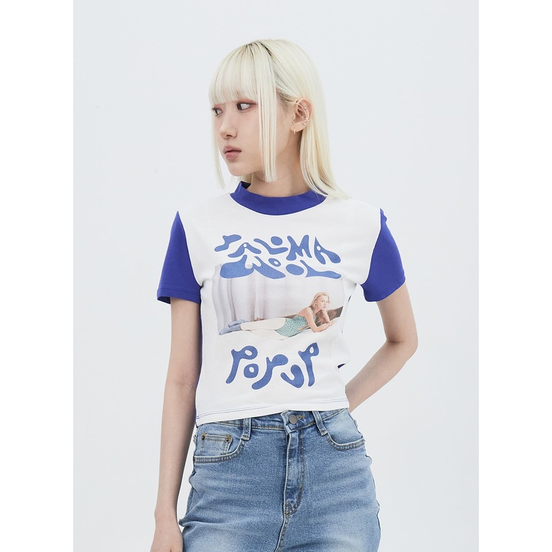 Photo Print Tee IU313|Green|Blue|Black|S/M