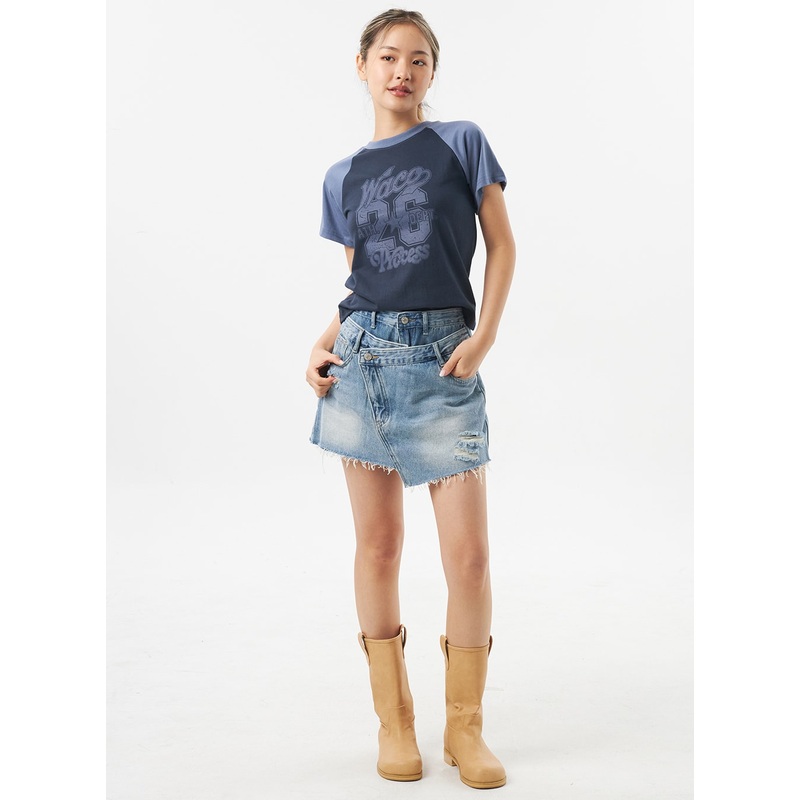 Ripped Denim Skort CU302|Blue|Black|S|M|L