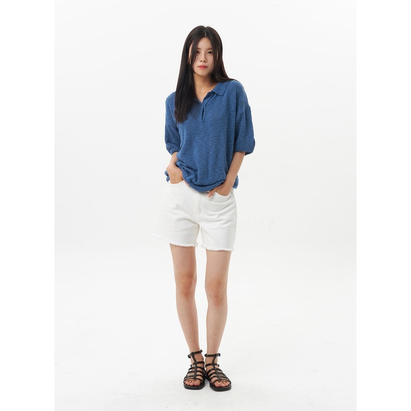 Ripped Hem Cotton Shorts OU326