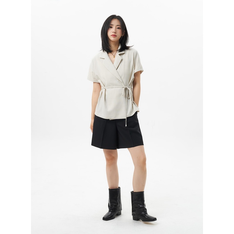 Tailored Bermuda Shorts OU329|White|Beige|Black|S|M|L