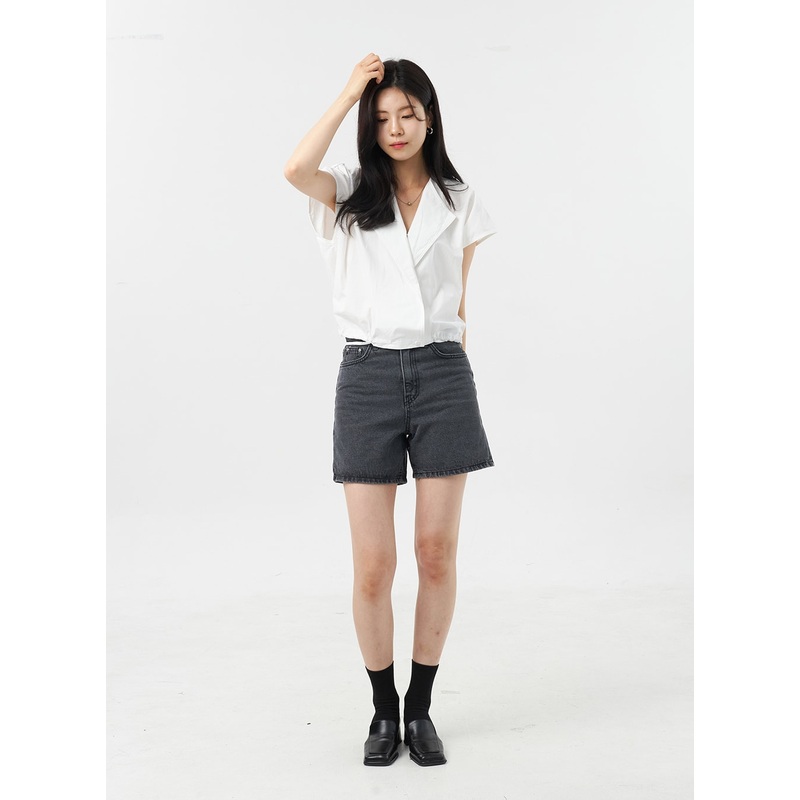 Wide Denim Shorts OU309|Light blue|Blue|Black|S|M|L
