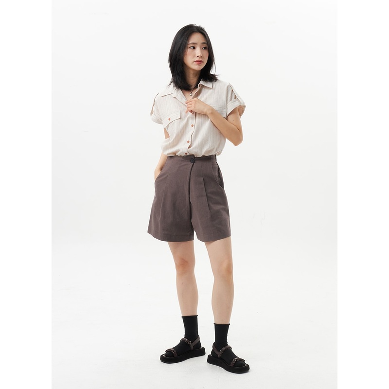 Wide Leg Shorts OL312|Beige|Brown|Dark green|S/M