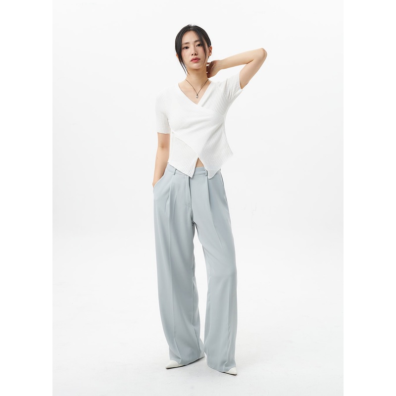 Wide Tailored Pants OL303|Light beige|Light blue|Mint|Dark gray|Black|S|M|L|1XL|2XL