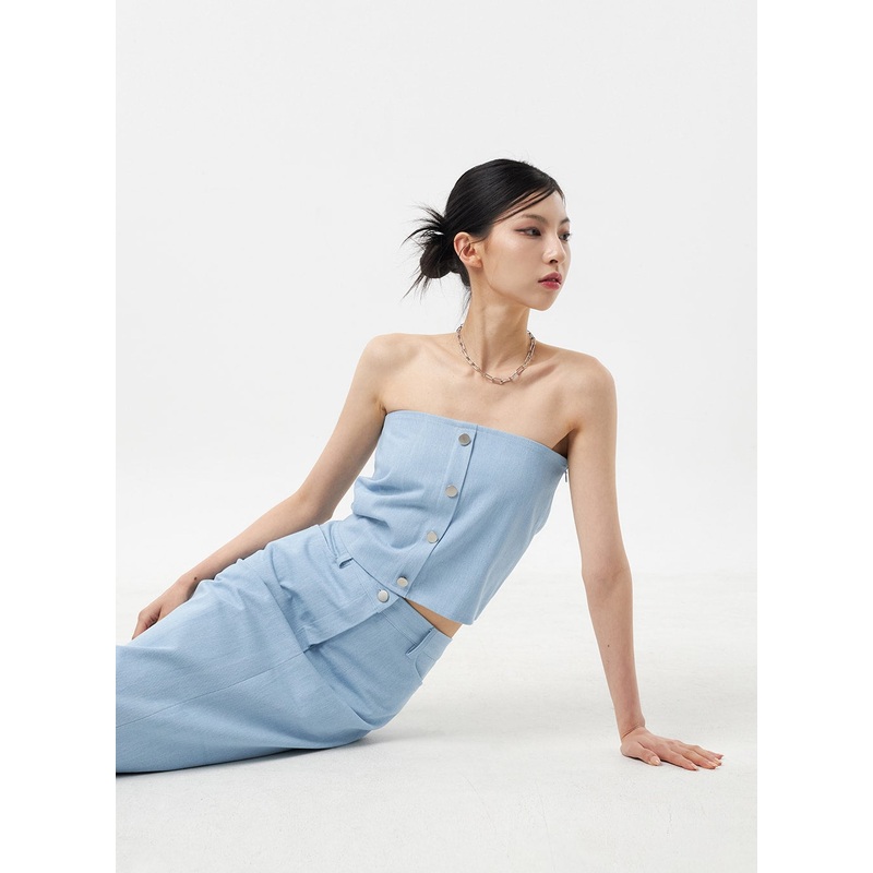 Wide Tube Top CU313|Light blue|Dark blue|S/M